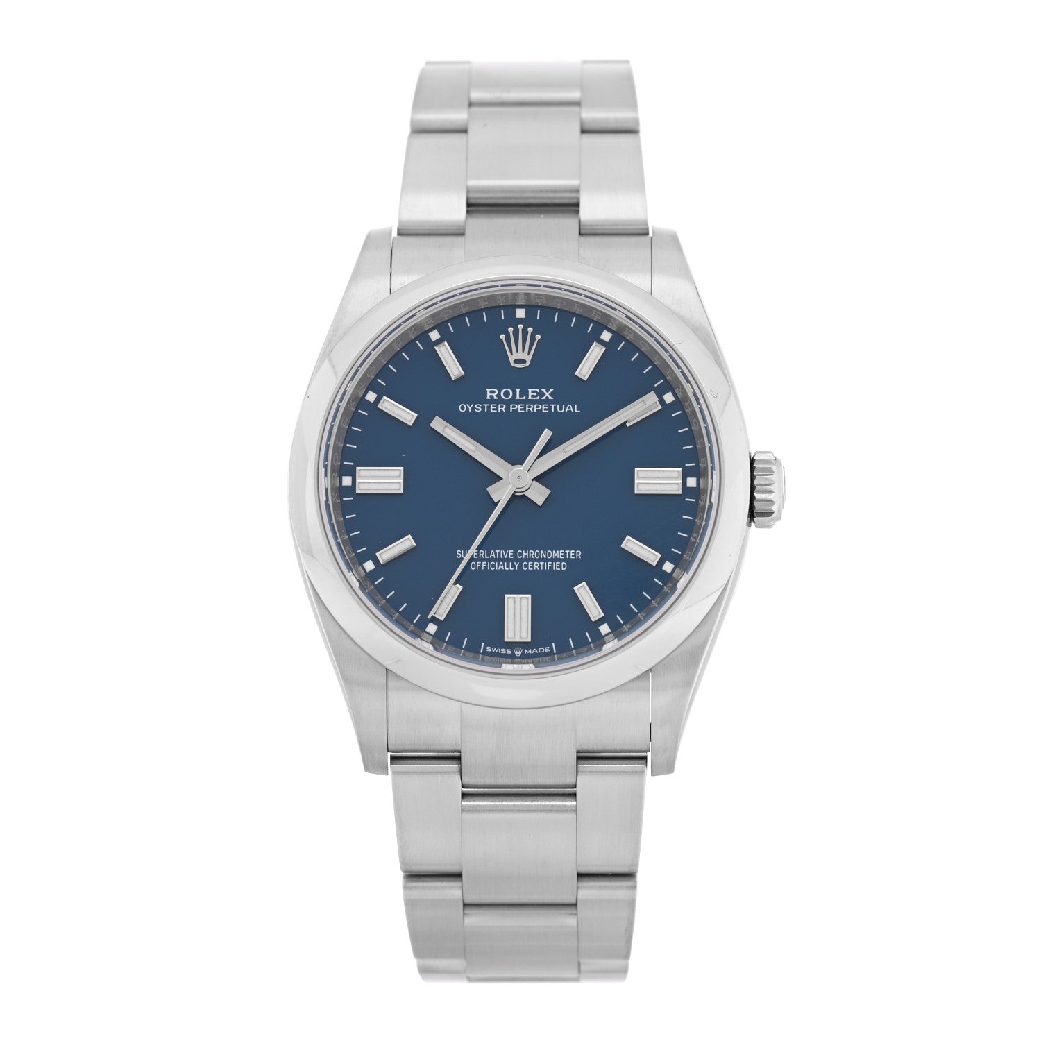 Rolex Stainless Steel 36mm Oyster Perpetual Watch Med Blue 126000 1 of 5