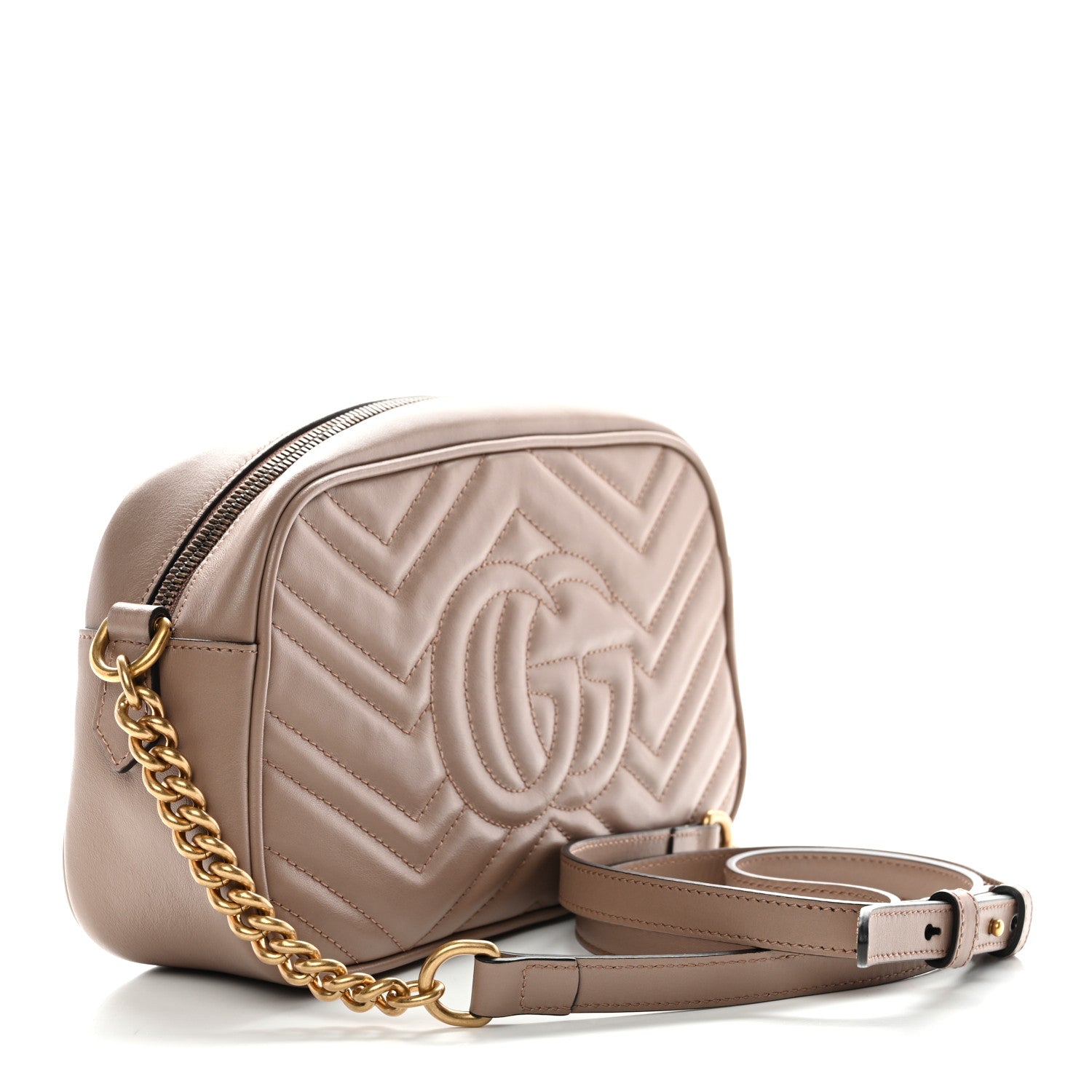 Gucci Calfskin Matelasse Small GG Marmont Chain Shoulder Bag Porcelain Rose 3 of 11