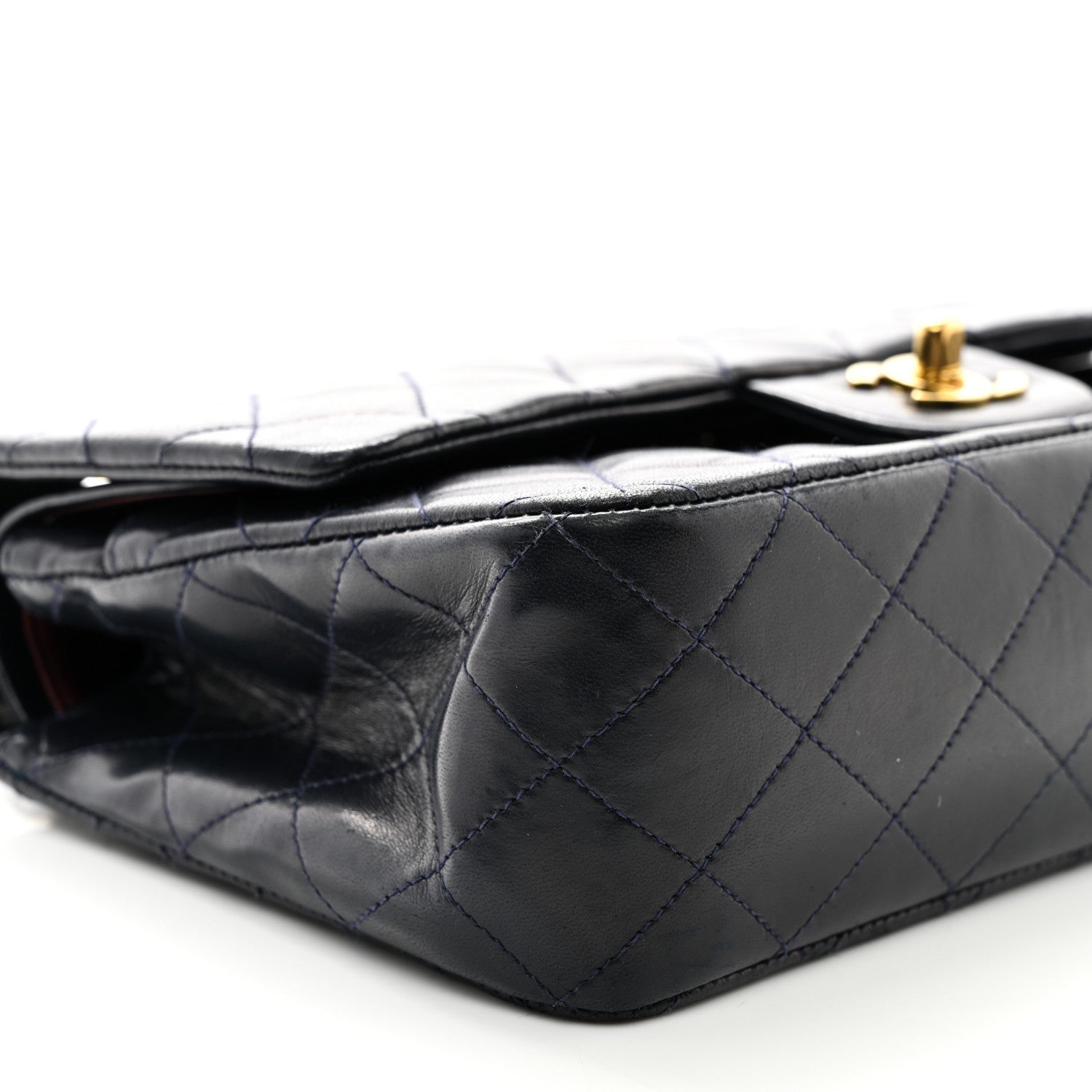 Chanel Lambskin Quilted Medium Double Flap Navy 9 of 12