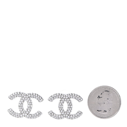 Chanel Crystal Large CC Earrings Silver 2 of 5