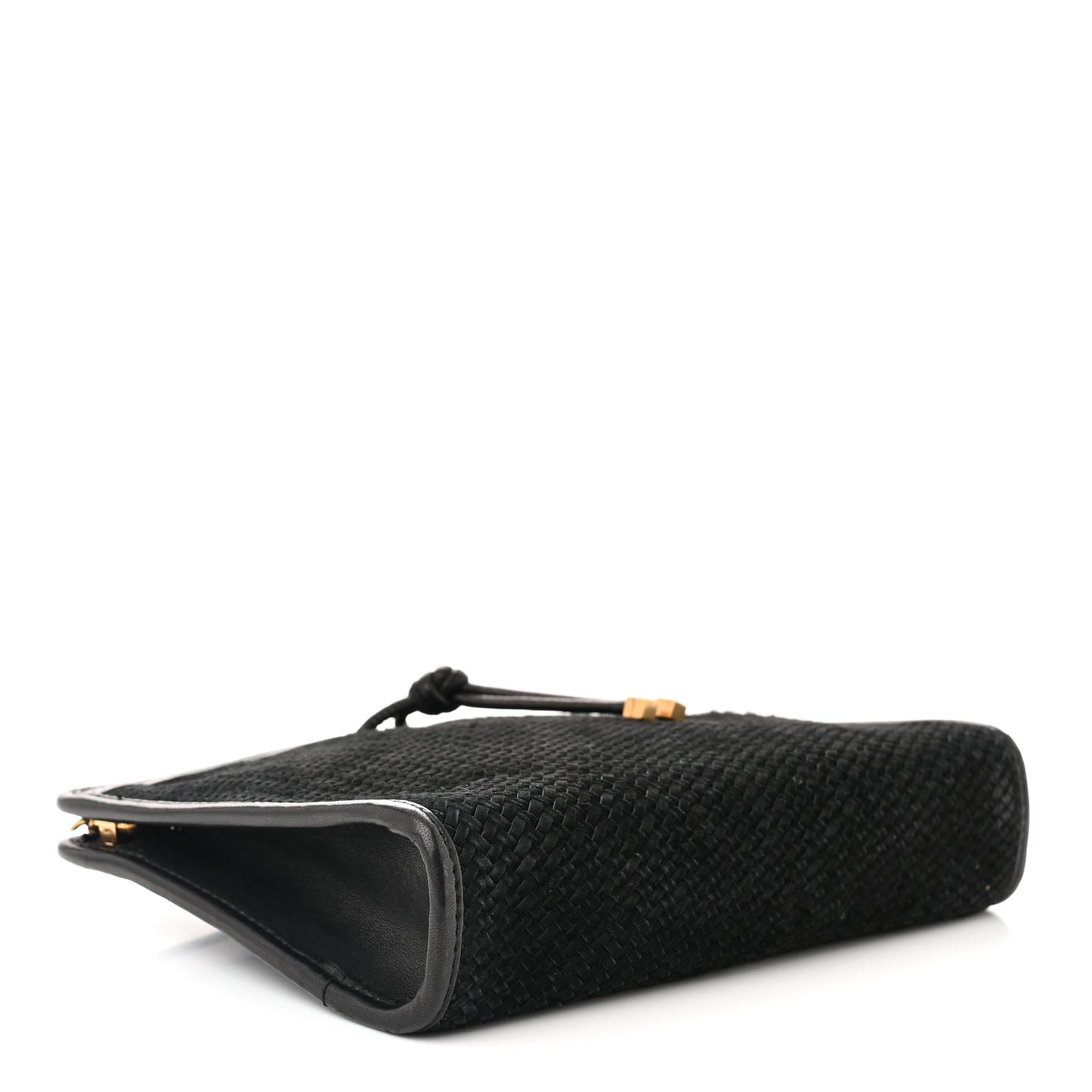 Suede Woven Baby Victoire Chain Clutch Bag Black