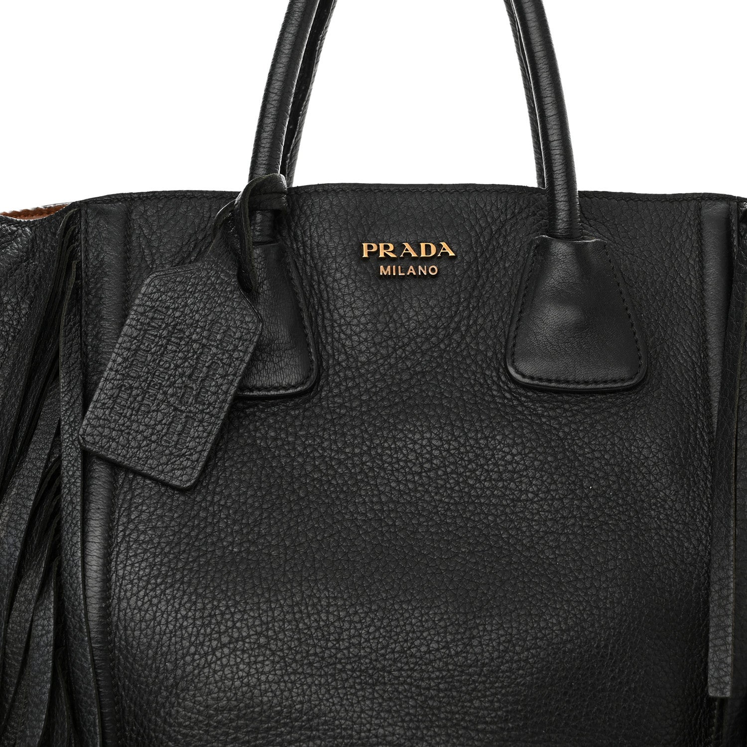 Prada Cervo Deerskin Fringe Tote Black 7 of 17