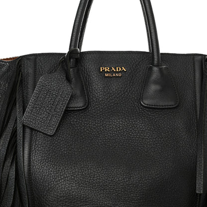 Prada Cervo Deerskin Fringe Tote Black 7 of 17