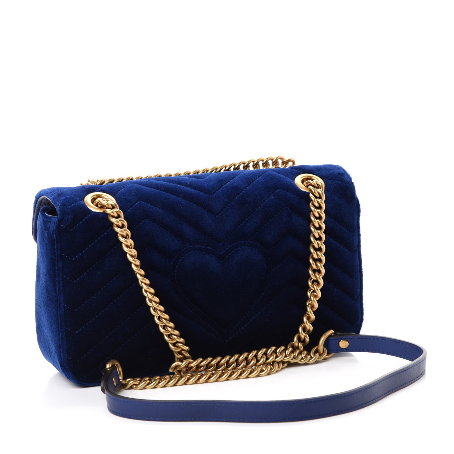 Gucci Velvet Matelasse Small GG Marmont Shoulder Bag Cobalt Blue 4 of 11