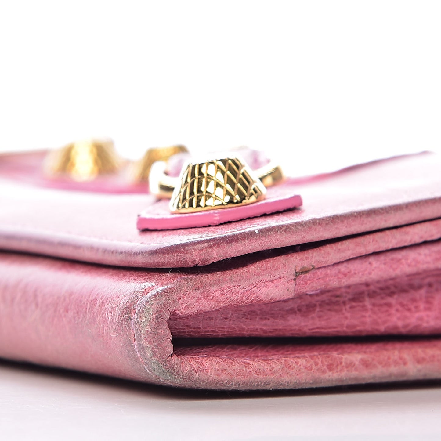 Agneau Giant 12 Gold Hardware Money Wallet Pink