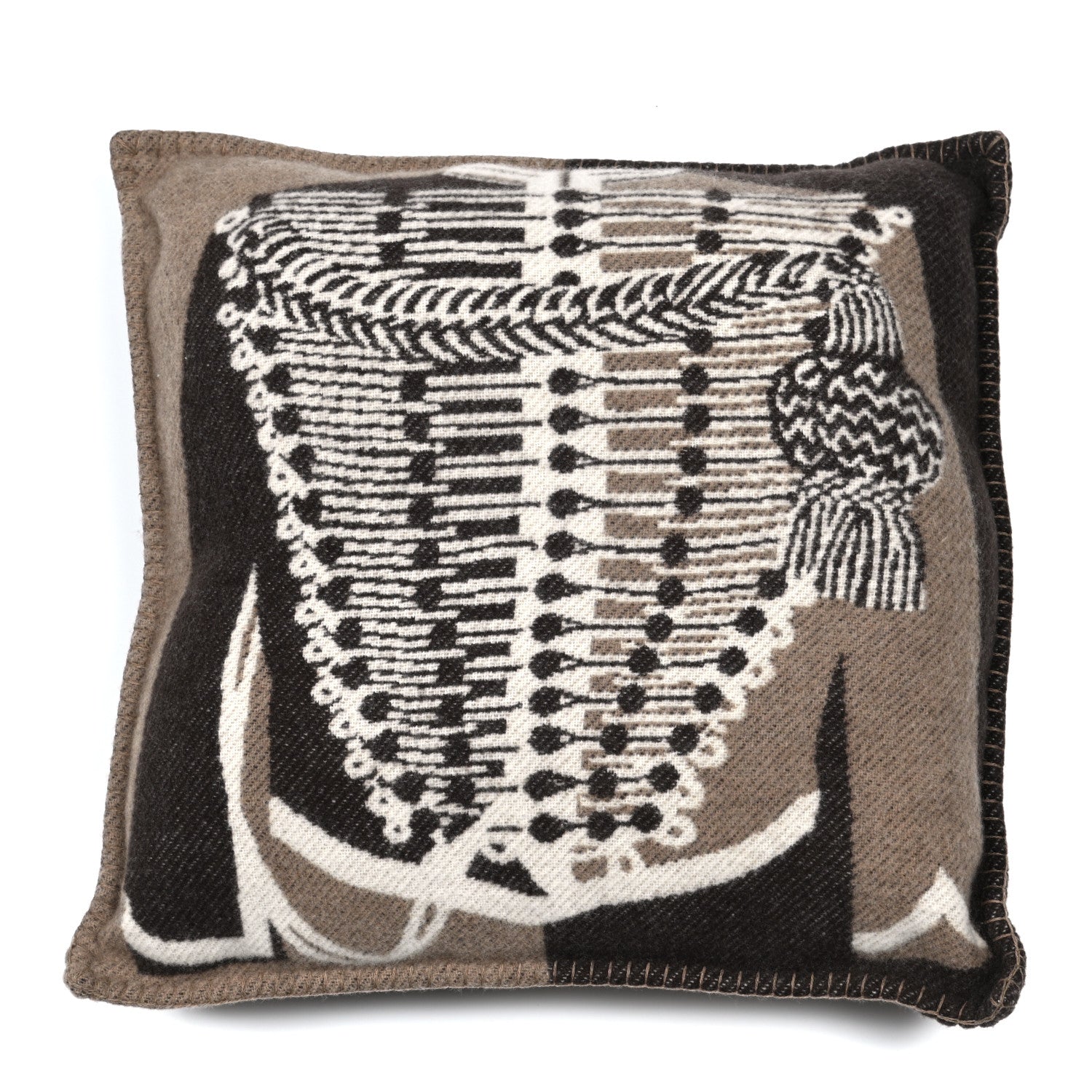 Hermes Wool Cashmere Brandebourgs Pillow Ecorce 1 of 3