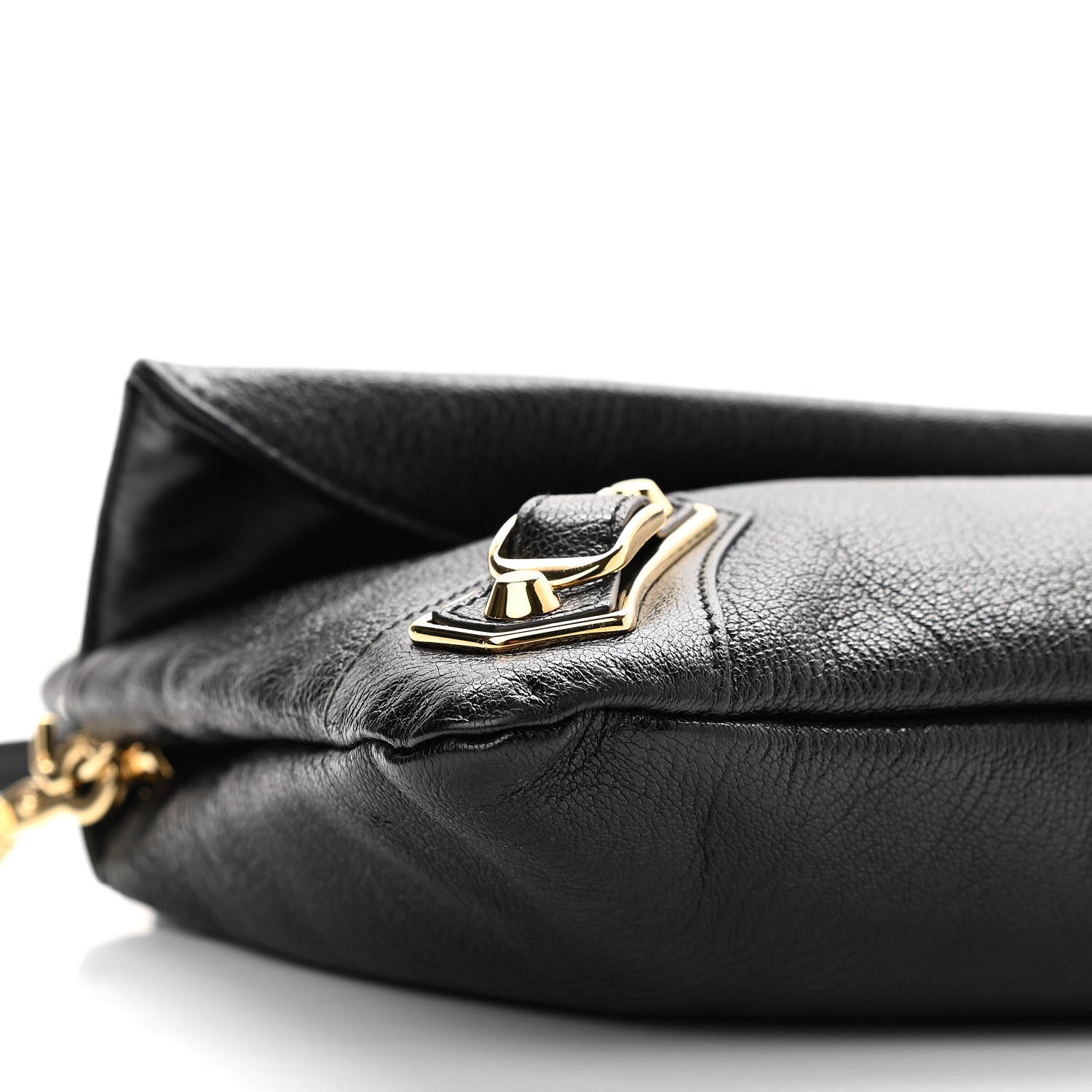 Balenciaga Chevre Gold Metallic Edge Hardware Envelope Clutch Black 8 of 9