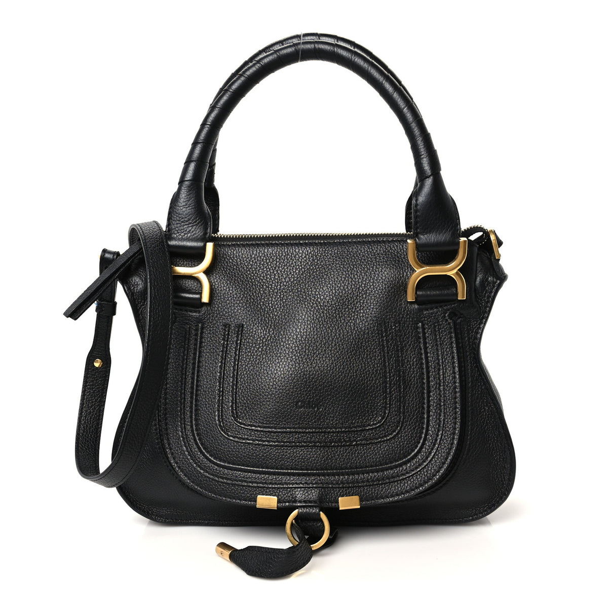 Calfskin Small Marcie Satchel Black
