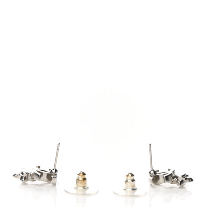 Chanel Crystal Pearl Flower CC Earrings Silver 3 of 4