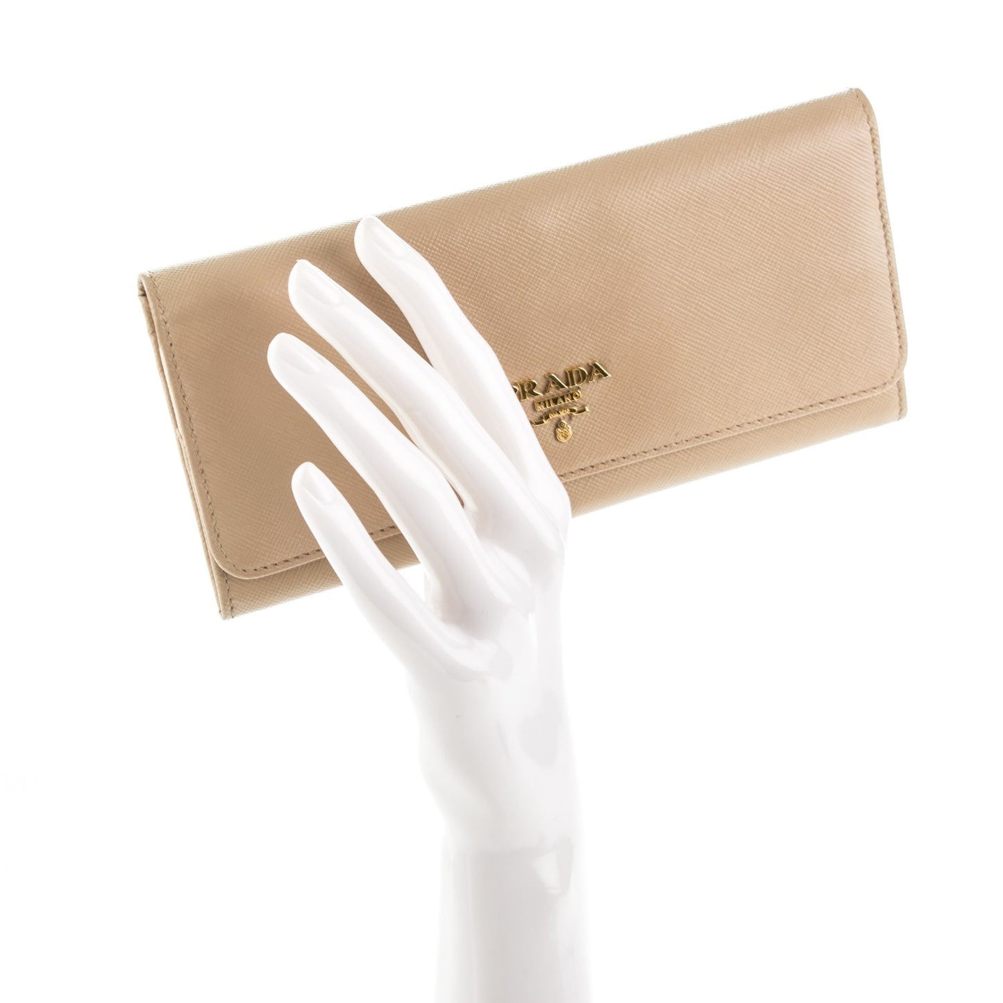 Saffiano Metal Continental Flap Wallet Cammeo