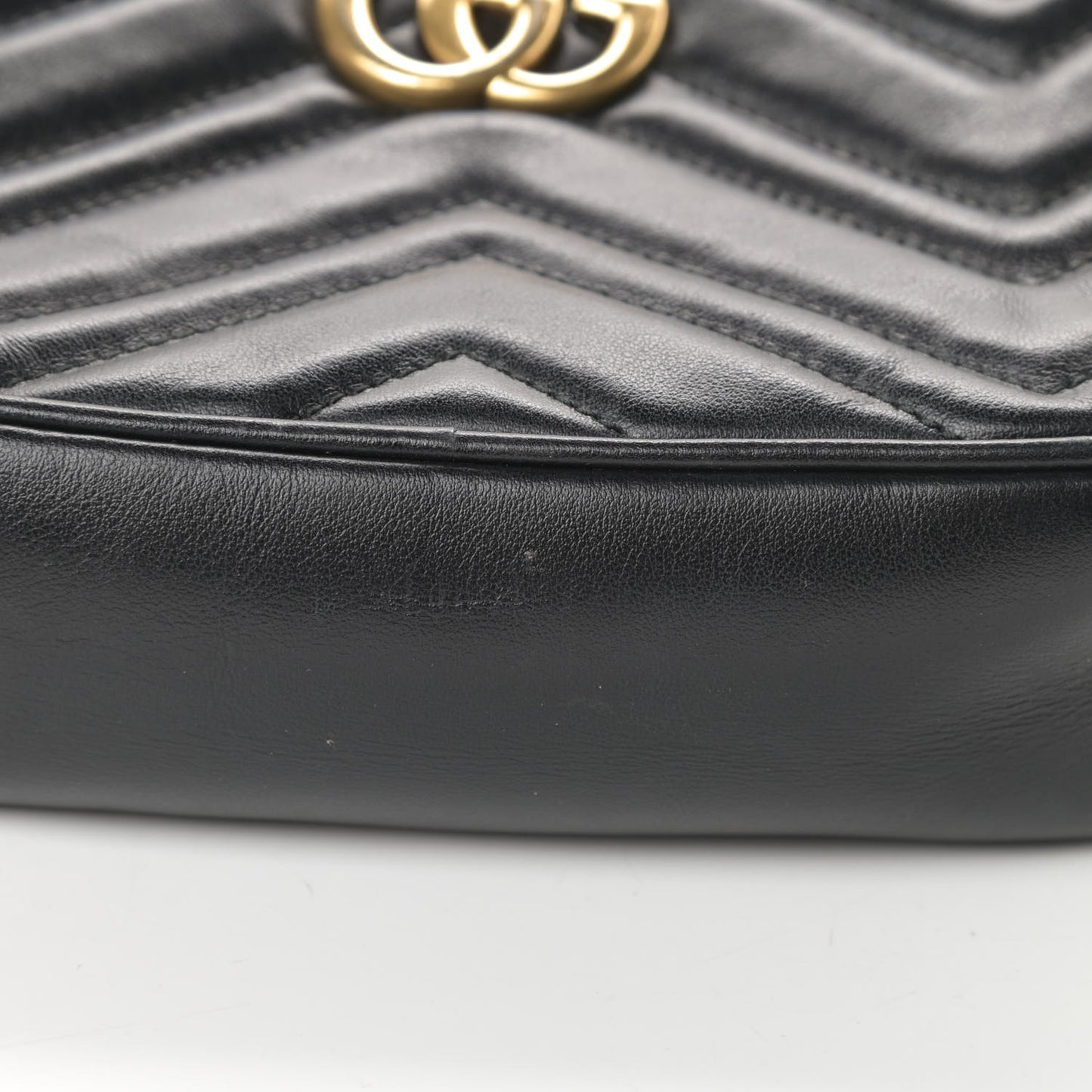 Calfskin Matelasse Mini GG Marmont Chain Shoulder Bag Black