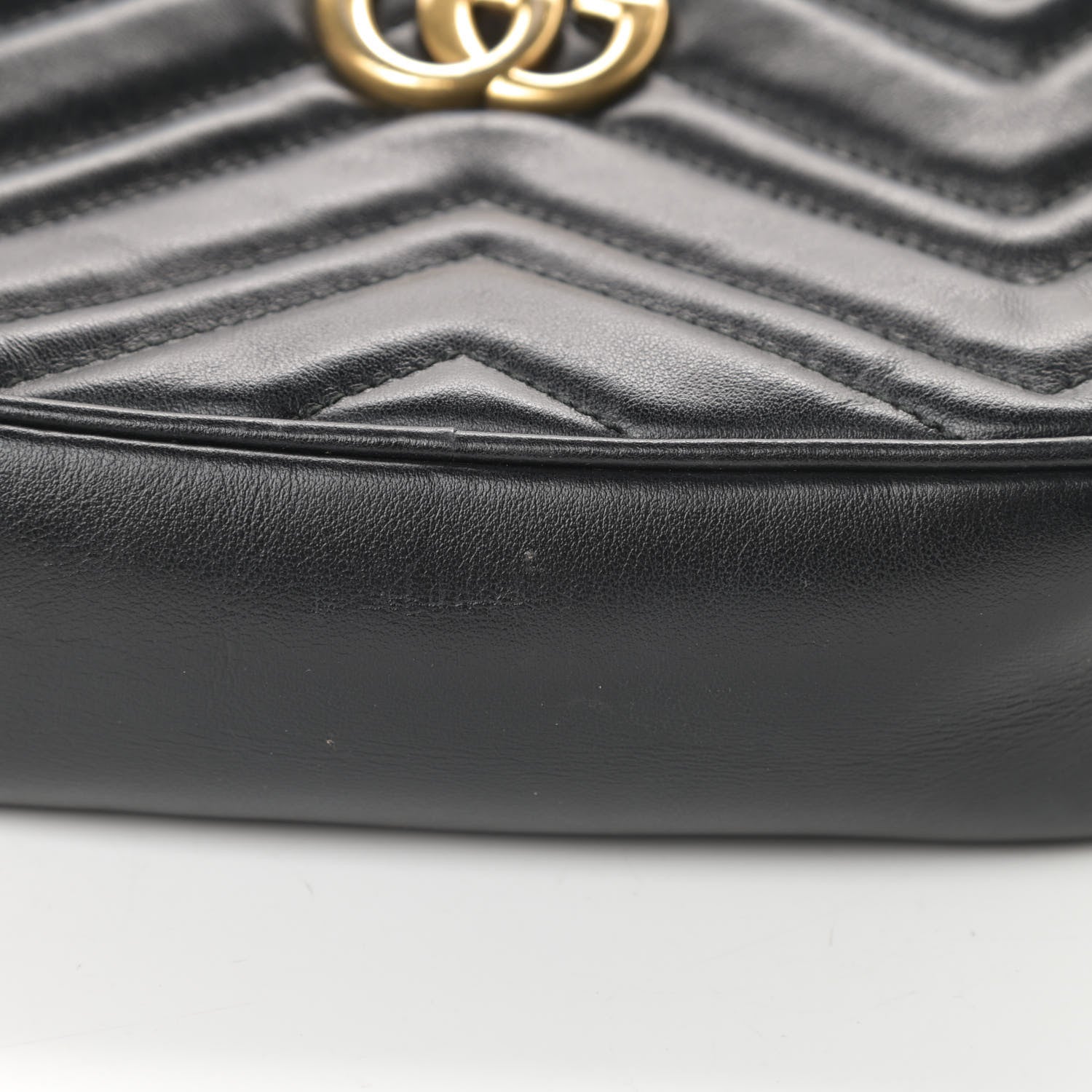 Gucci Calfskin Matelasse Mini GG Marmont Chain Shoulder Bag Black 14 of 18