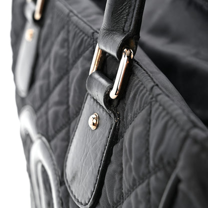Chanel Nylon Calfskin Quilted CC Paris New York Tote Bag Black 11 of 12