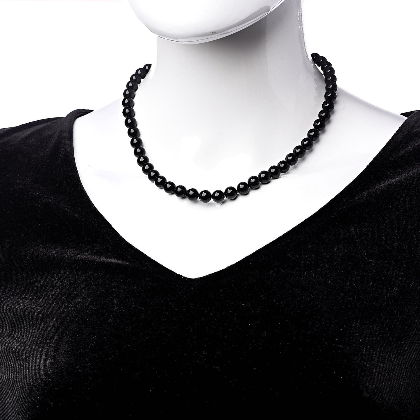 Sterling Silver Black Onyx Bead Toggle Necklace