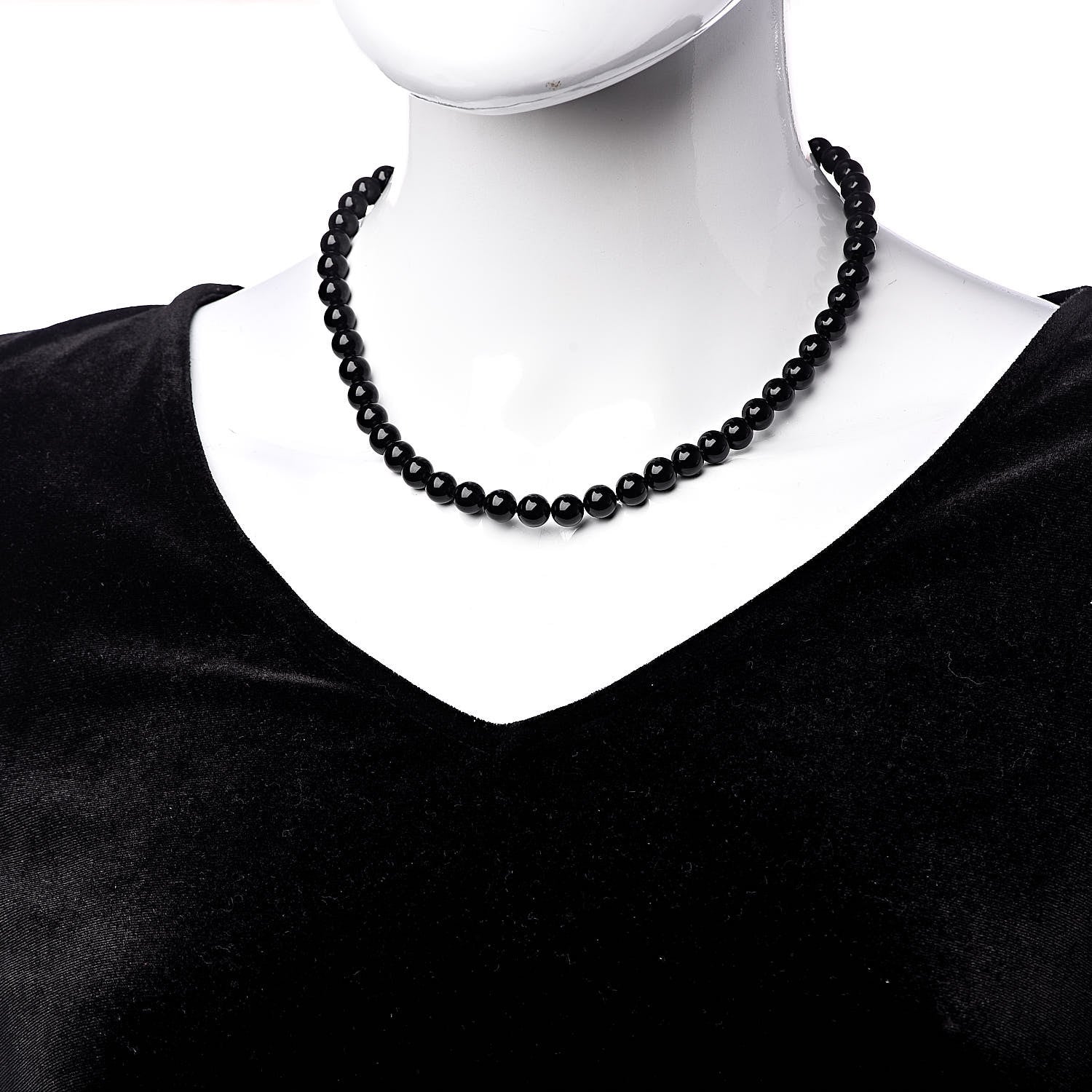 Tiffany Sterling Silver Black Onyx Bead Toggle Necklace 2 of 4