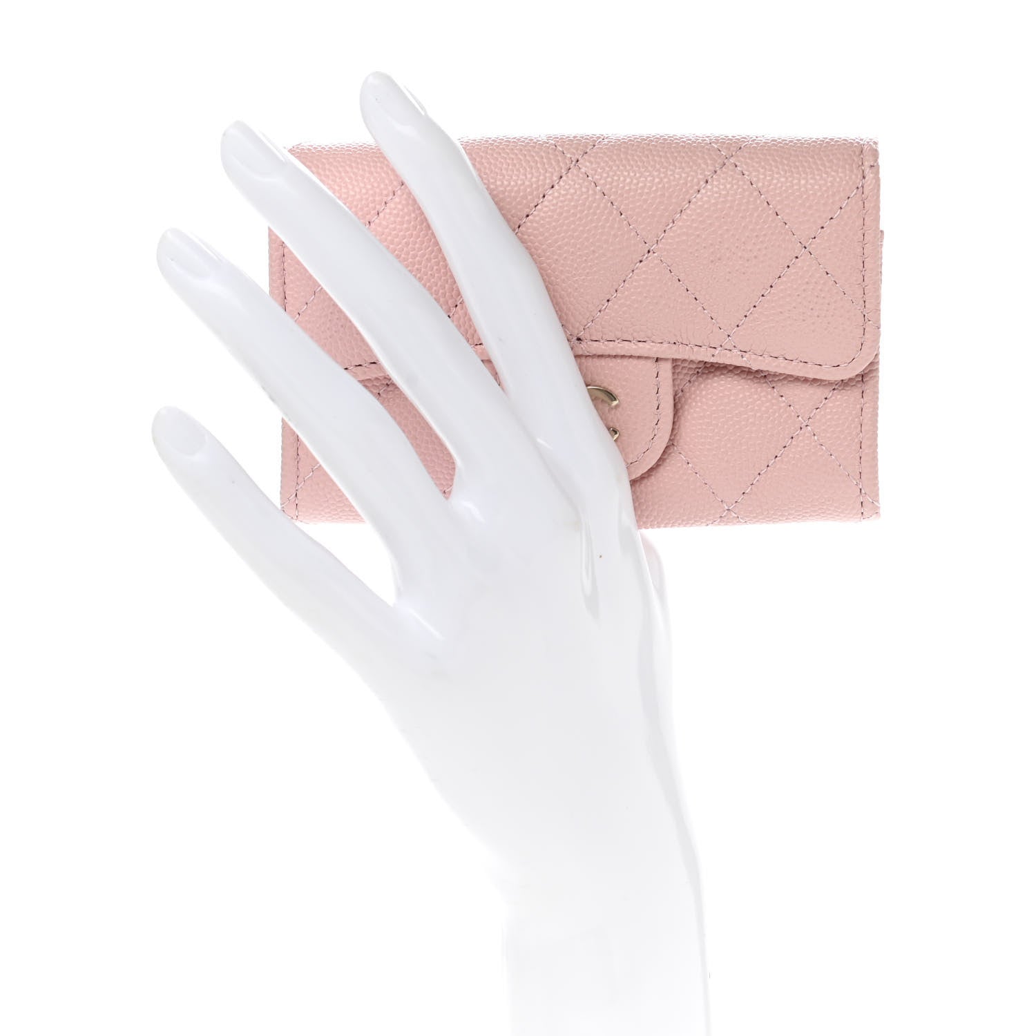 Chanel Caviar Quilted Flap Card Holder Wallet Light Pink 2 of 9