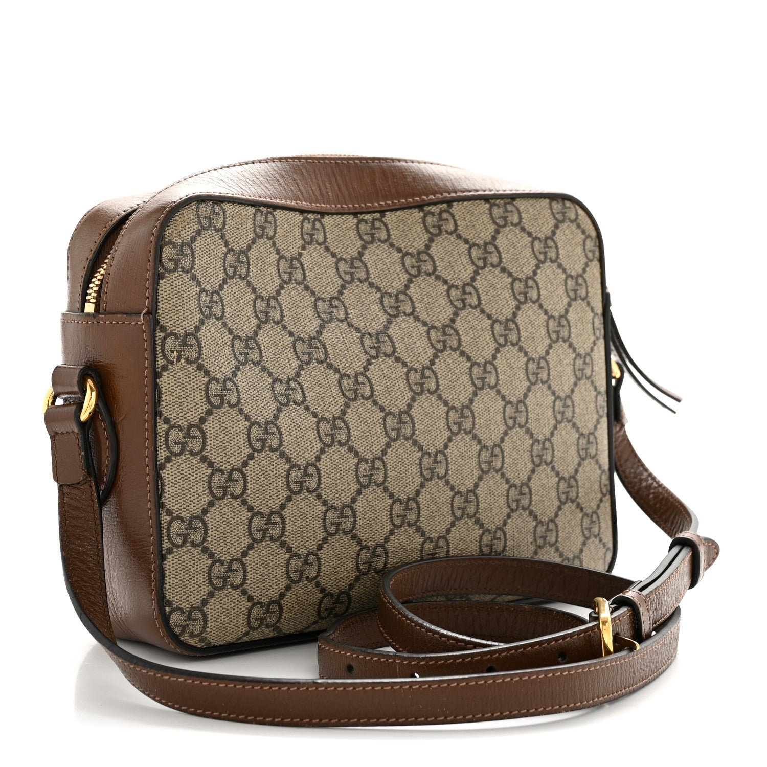 Gucci GG Supreme Monogram Small Horsebit 1955 Shoulder Bag Beige Brown Sugar 3 of 14