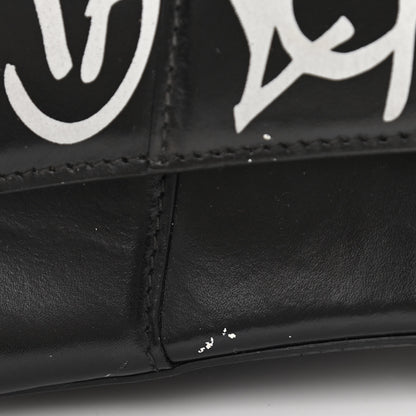 Balenciaga Shiny Box Calfskin Graffiti Logo Small Hourglass Top Handle Bag Black Silver 6 of 17