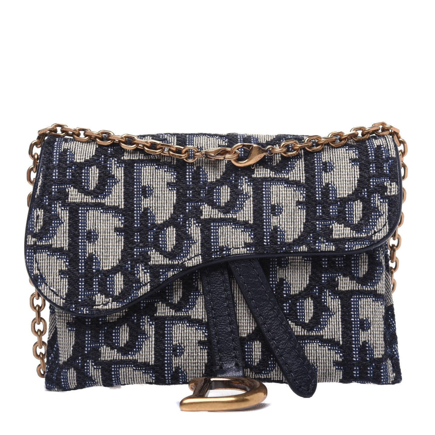 Oblique Nano Saddle Chain Pouch Blue