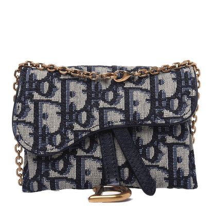 Christian Dior Oblique Nano Saddle Chain Pouch Blue 1 of 12