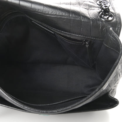 Saint Laurent Crocodile Embossed Lambskin Monogram Medium Niki Chain Satchel Black 2 of 11