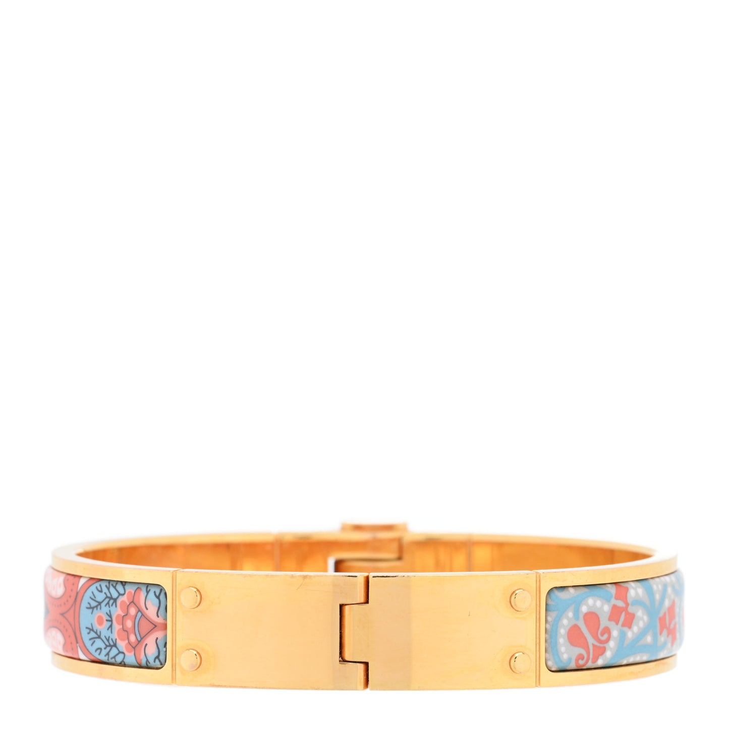 Enamel Printed Narrow Cachemire Fleuri Hinged Bracelet S Romantique