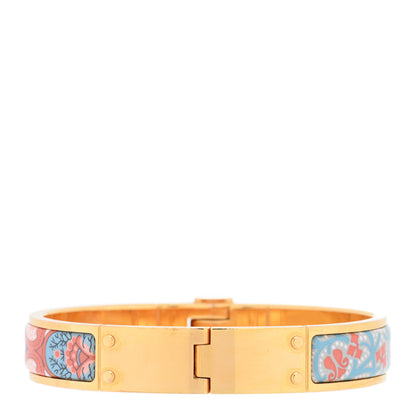 Hermes Enamel Printed Narrow Cachemire Fleuri Hinged Bracelet S Romantique 2 of 3