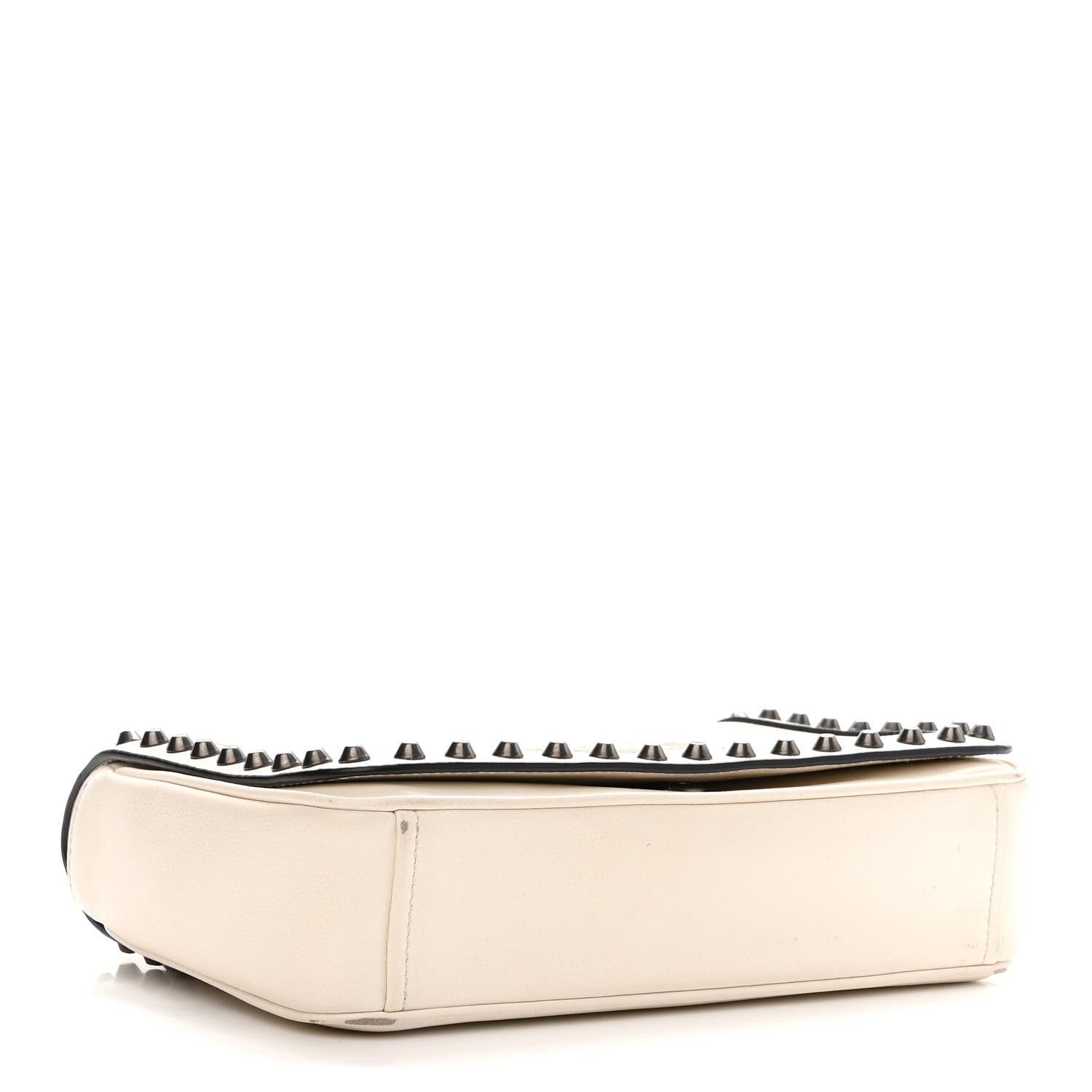 Prada Vitello Studded Crossbody White Black 4 of 9