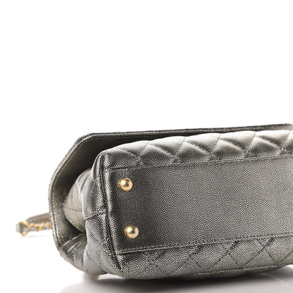 Chanel Metallic Caviar Quilted Mini Coco Handle Flap Silver 8 of 10