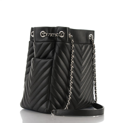 Chanel Lambskin Chevron Small Urban Spirit Drawstring Bag Black 3 of 7