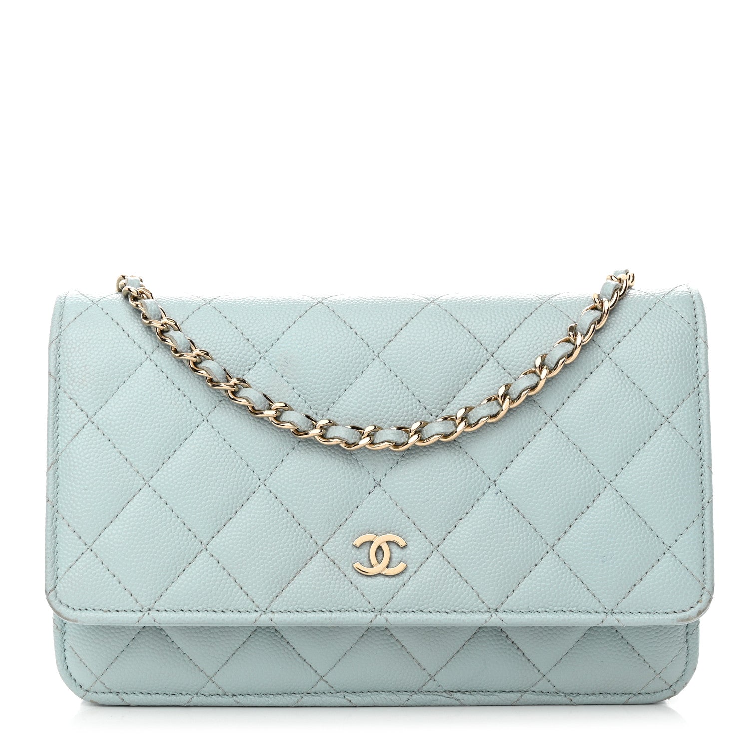 Chanel Caviar Quilted Wallet On Chain WOC Light Blue 1 of 18