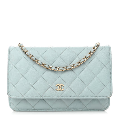 Chanel Caviar Quilted Wallet On Chain WOC Light Blue 1 of 18