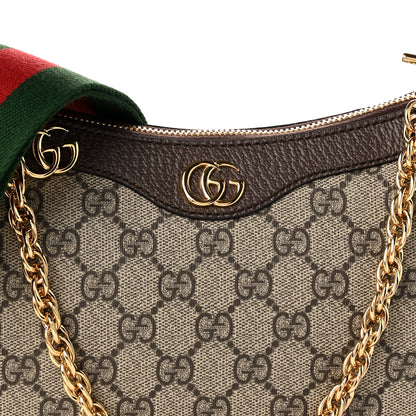 Gucci GG Supreme Monogram Textured Dollar Calfskin Web Small Ophidia GG Handbag Beige Ebony New Acero 8 of 10