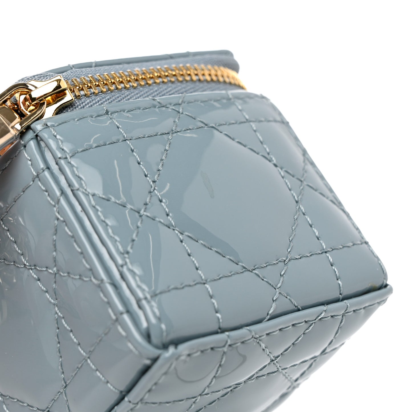 Patent Cannage Cube Wristlet Blue