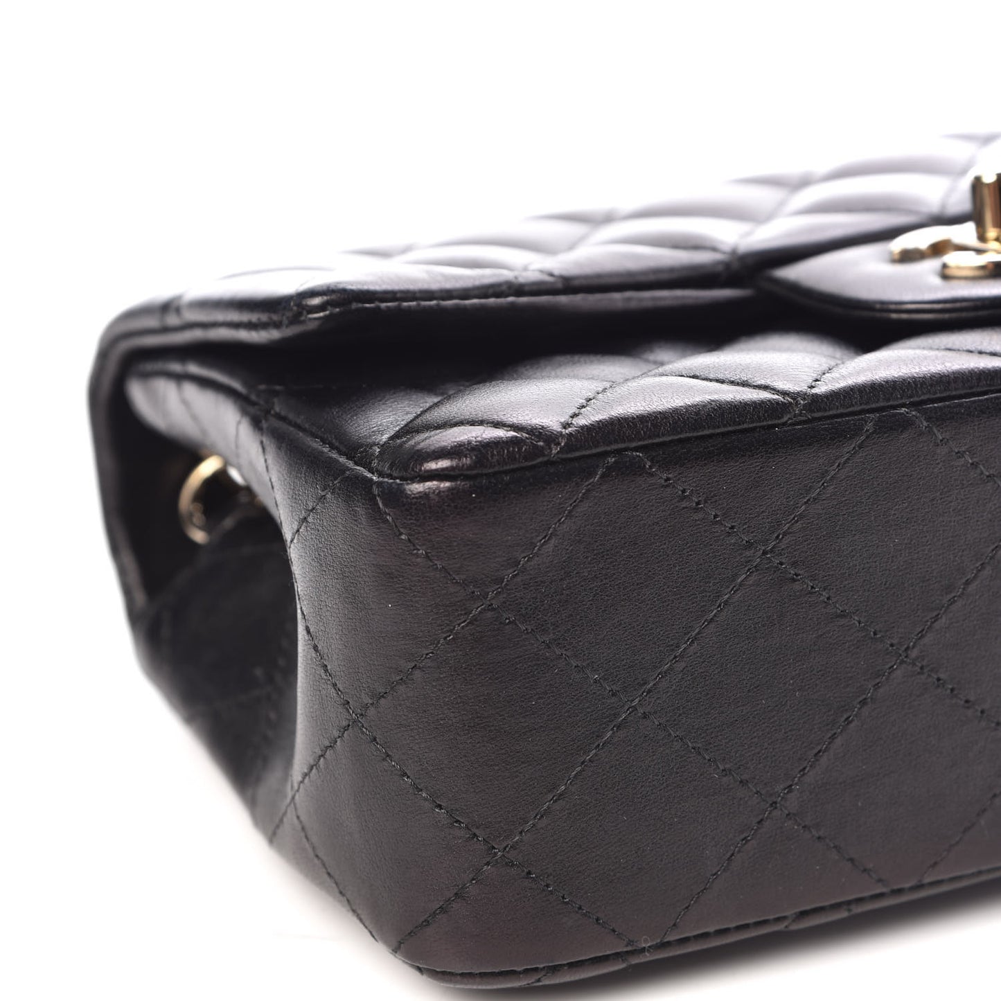 Lambskin Quilted Mini Rectangular Flap Black