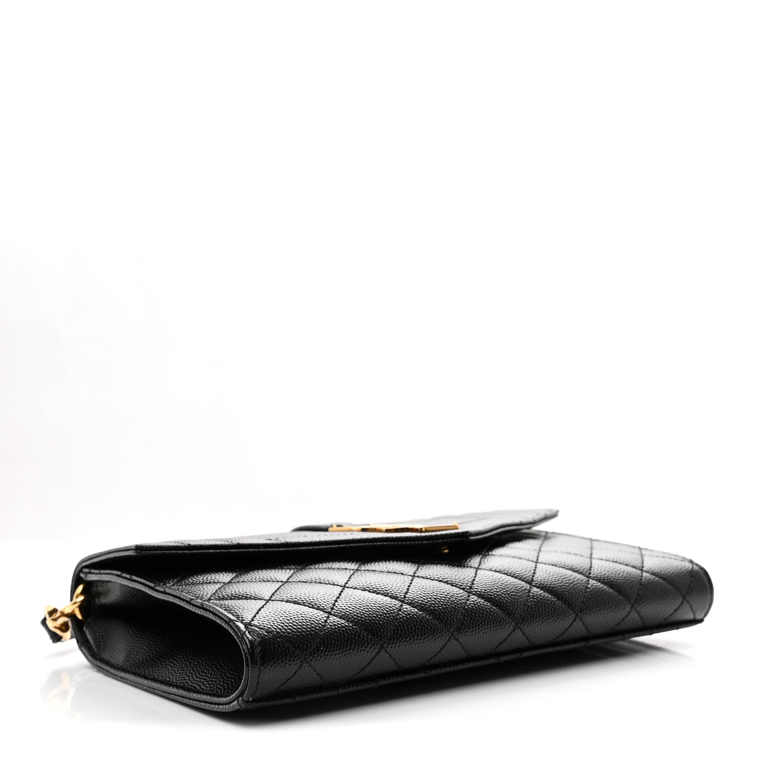 Saint Laurent Grain De Poudre Textured Mixed Matelasse Triquilt Monogram Clutch Black 4 of 7