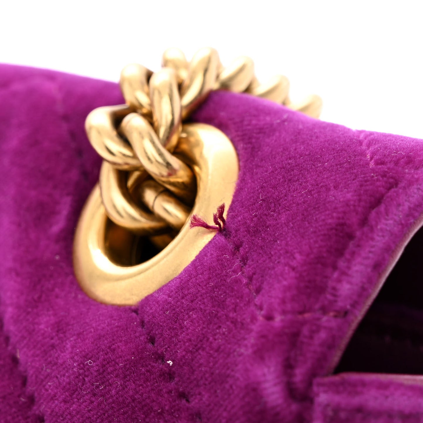 Velvet Matelasse Small GG Marmont Shoulder Bag Fuchsia Violet Cyclamen