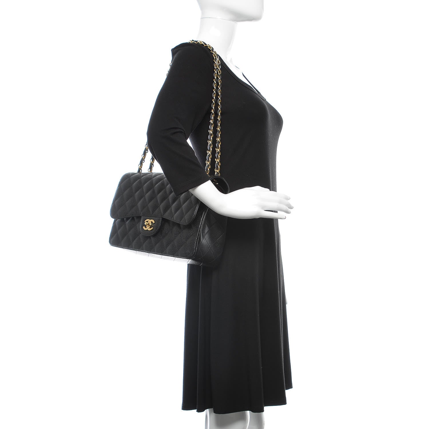 Chanel Caviar Quilted Jumbo Double Flap Black 2 of 10