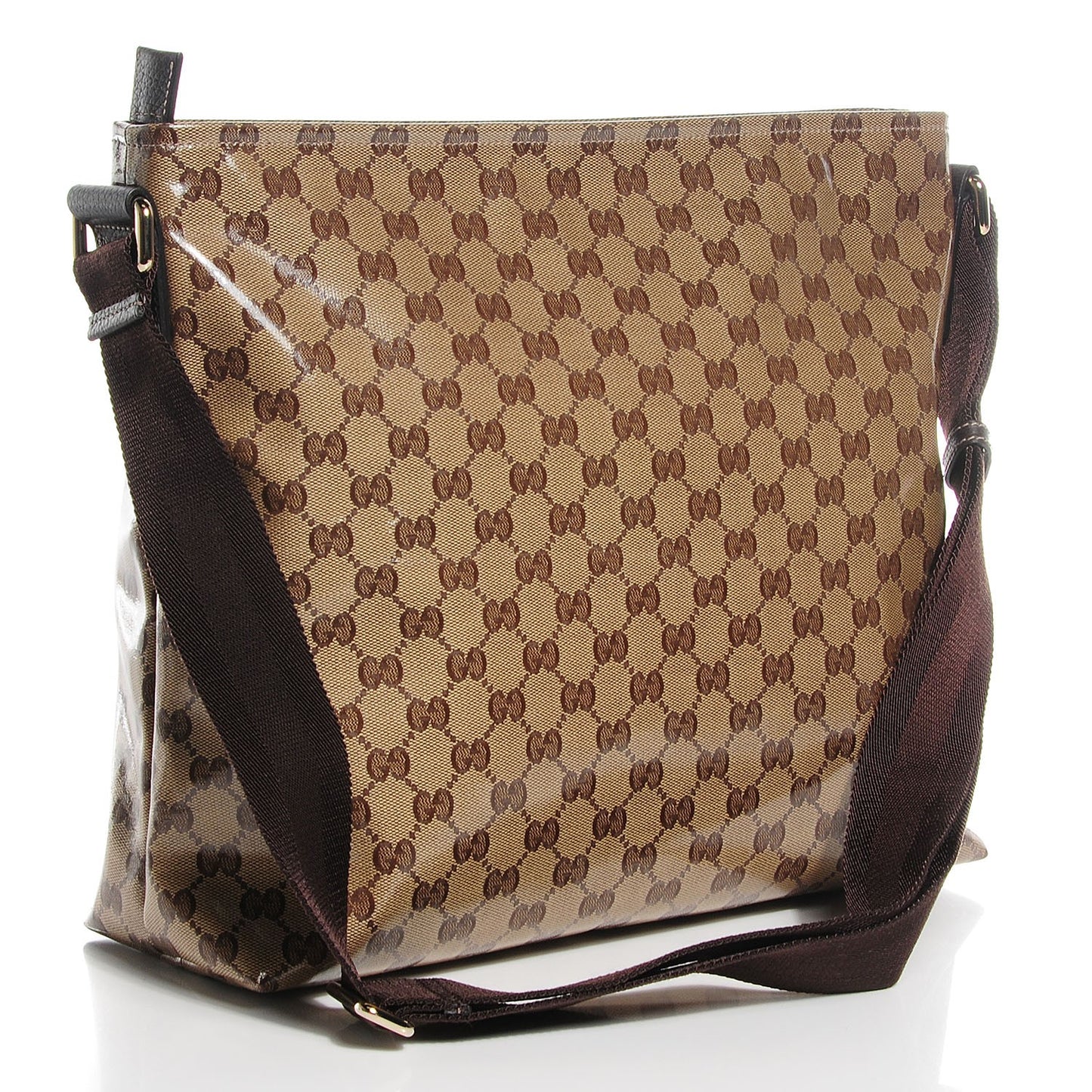 Crystal Monogram Large Flat Messenger Bag Dark Brown