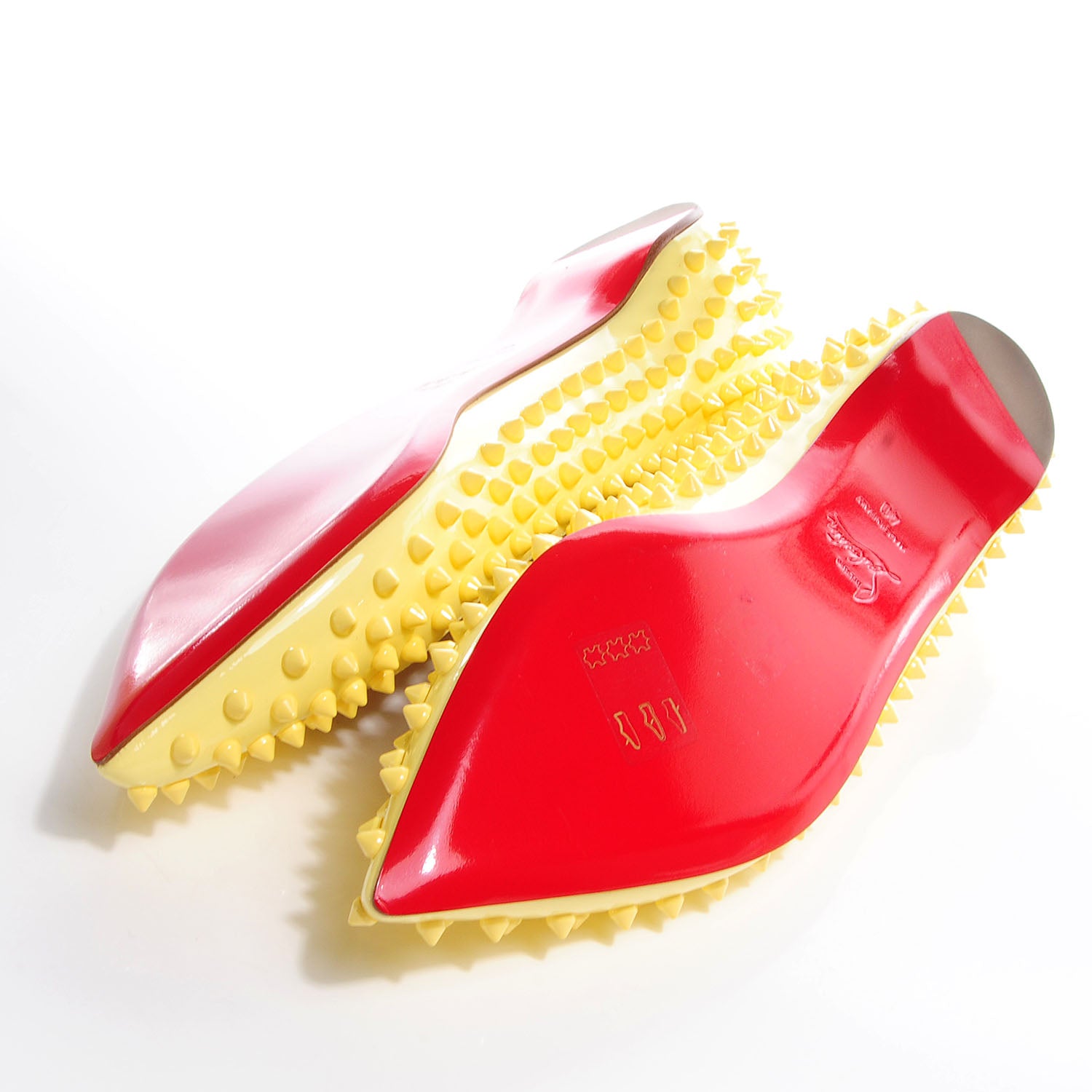 Christian Louboutin Patent Pigalle Spikes Flats 40 Lemon 5 of 8