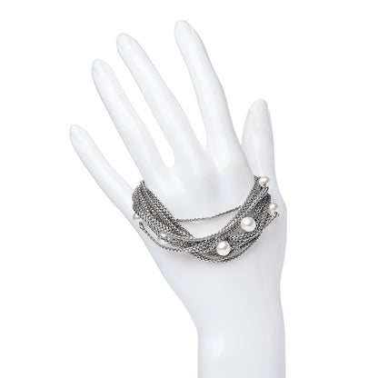 David Yurman Sterling Silver Pearl Sixteen-Row Chain Bracelet 2 of 4