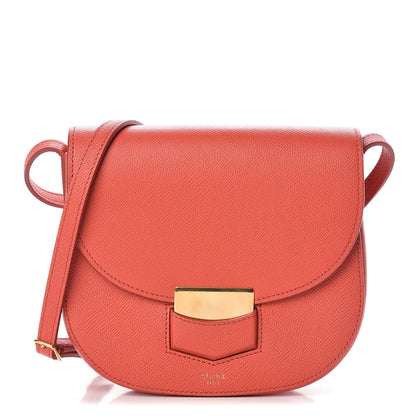 Celine Grained Calfskin Small Trotteur Poppy 1 of 7