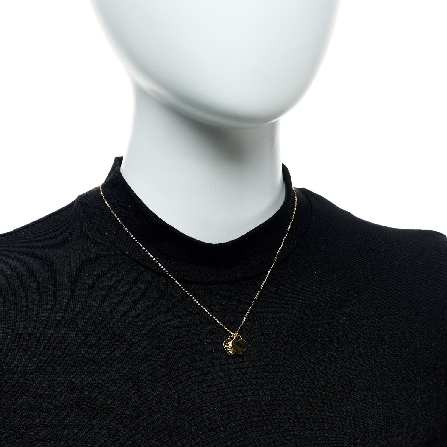 Tiffany 18K Yellow Gold Return to Tiffany Mini Double Heart Tag Pendant Necklace 2 of 6