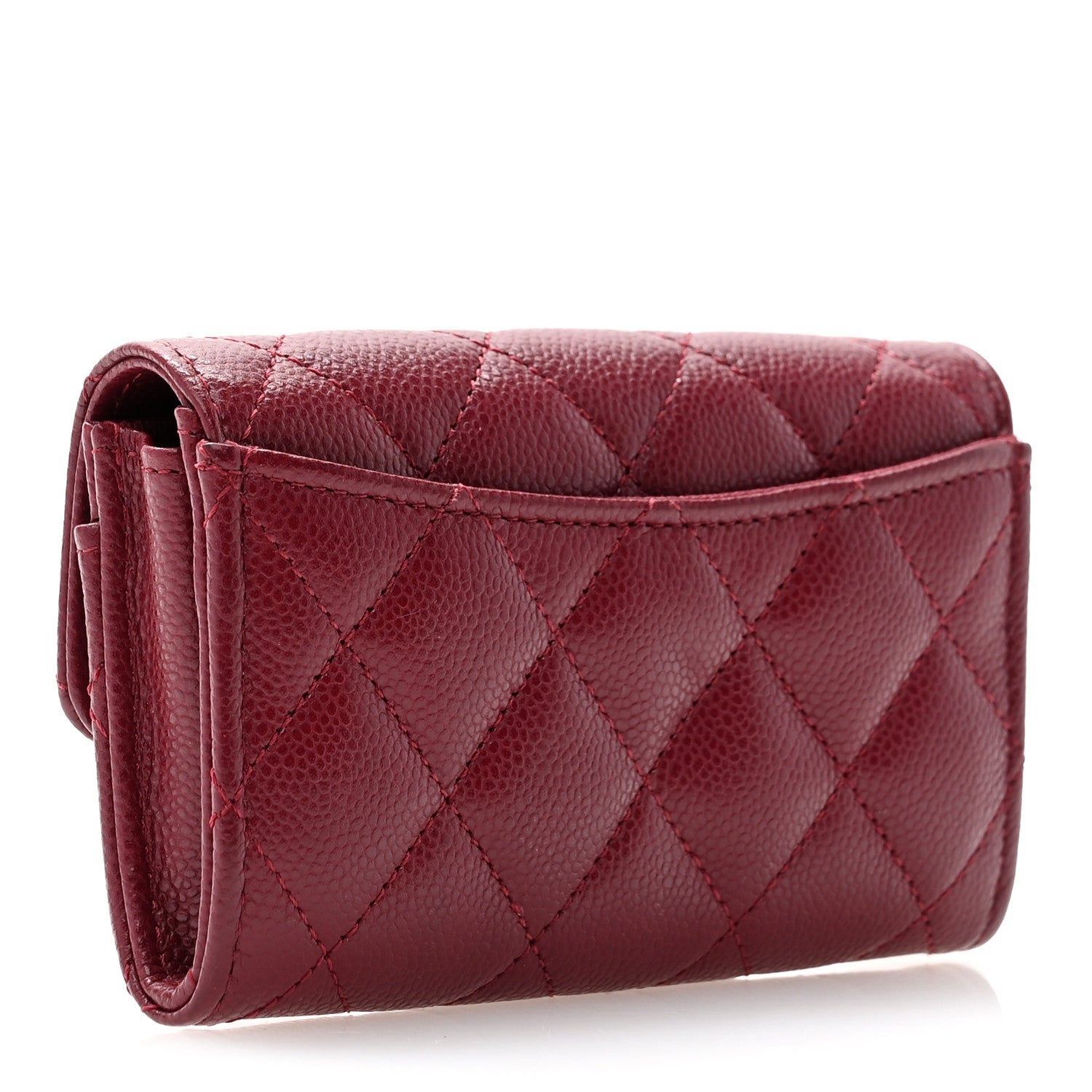 Chanel Caviar Quilted Flap Card Holder Wallet Burgundy 3 of 10