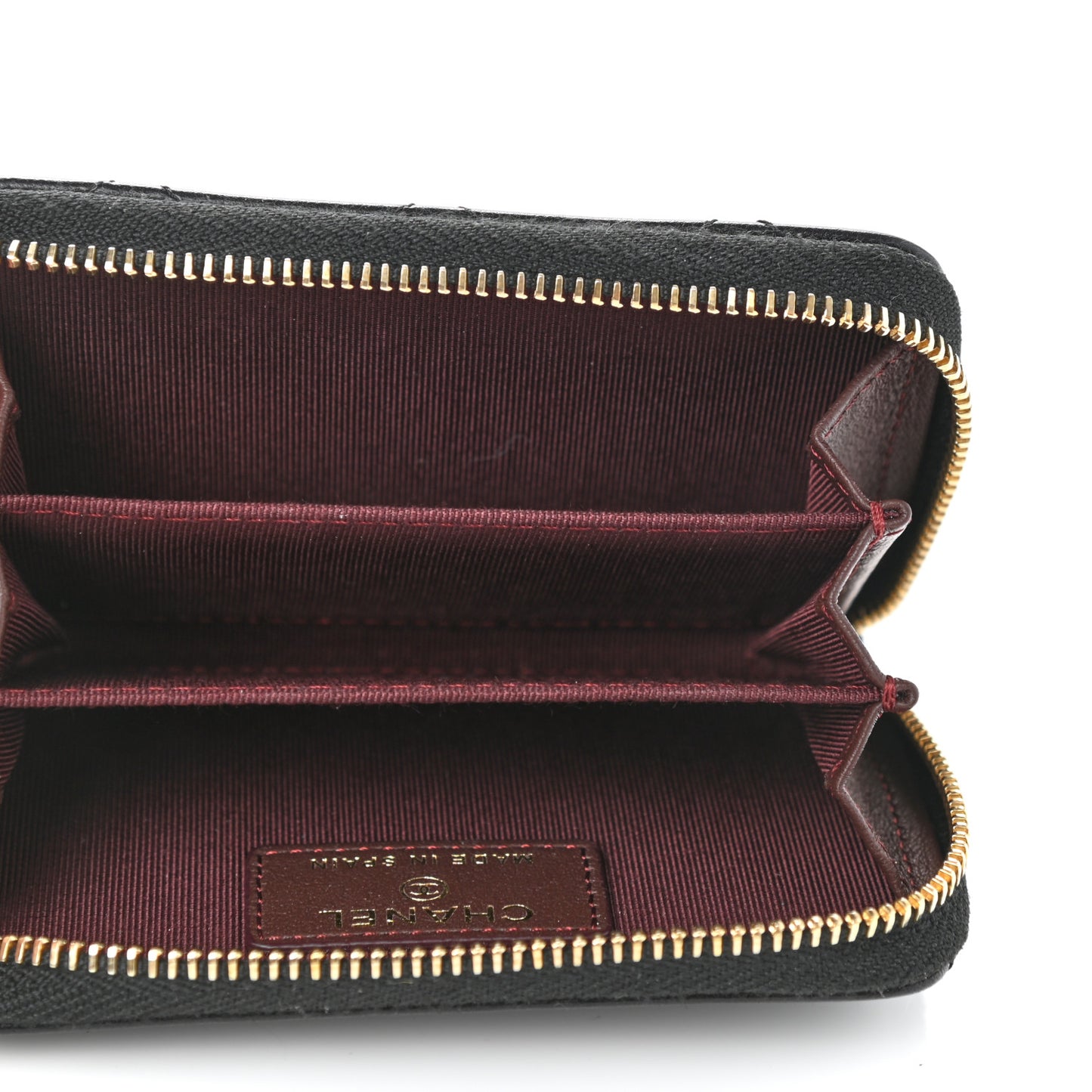 Lambskin Quilted Zip Coin Purse Black