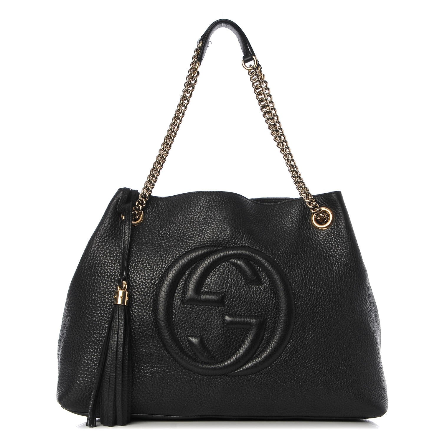 Gucci Pebbled Calfskin Medium Soho Chain Shoulder Bag Black 1 of 10