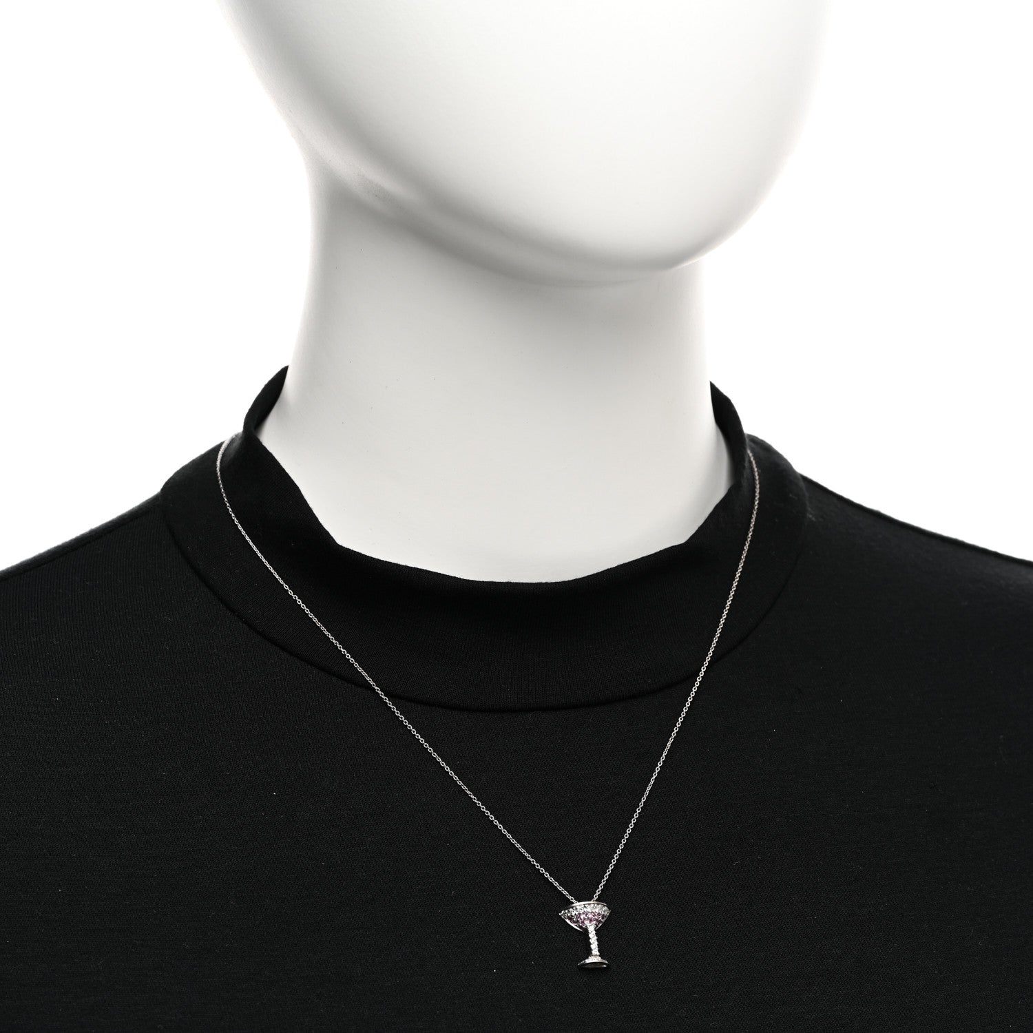 Roberto Coin 18K White Gold Diamond Pink Sapphire Cosmopolitan Pendant Necklace 2 of 4