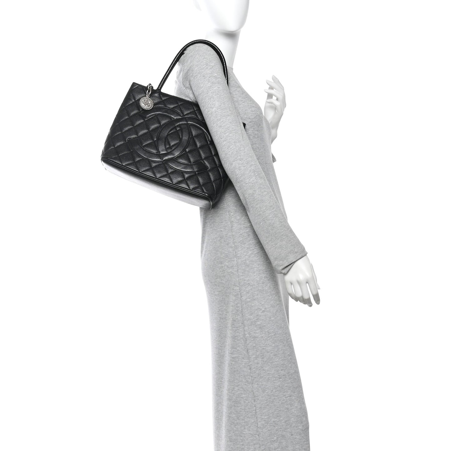 Caviar Quilted Medallion Tote Black
