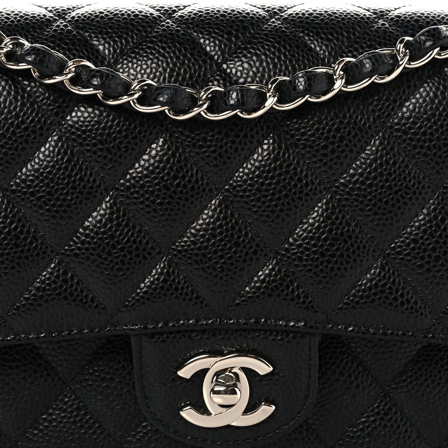 Caviar Quilted Medium Double Flap Black
