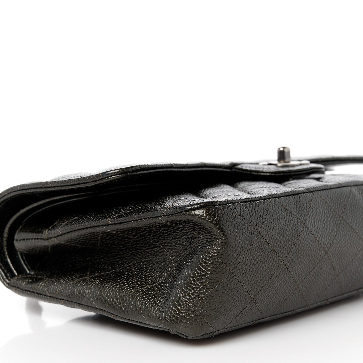 Chanel Metallic Caviar Quilted Medium Double Flap Dark Charcoal 10 of 11